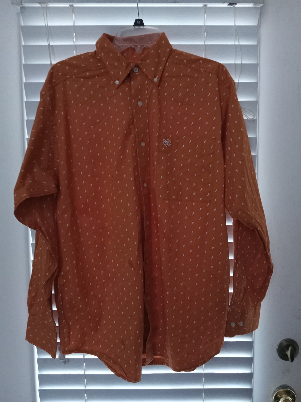 Ariat Men's Rust Orange Button-Down Shirt with Micro Dot Print